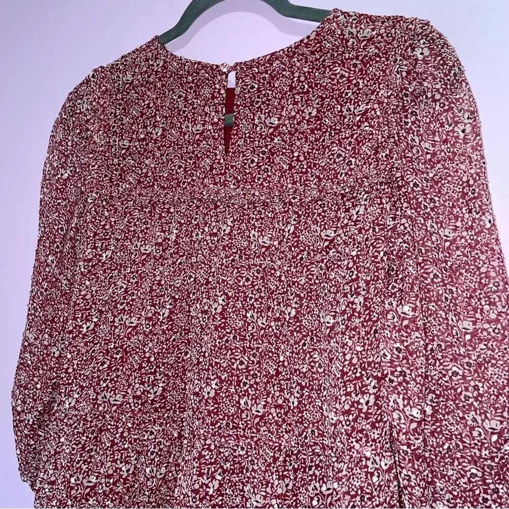 Coconut Prairie Dress Girls Size 11/12 Ruffle Tulle Ditsy Floral Cottagecore